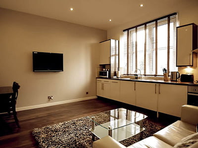 One bedroom serviced apartments Aberdeen living room
