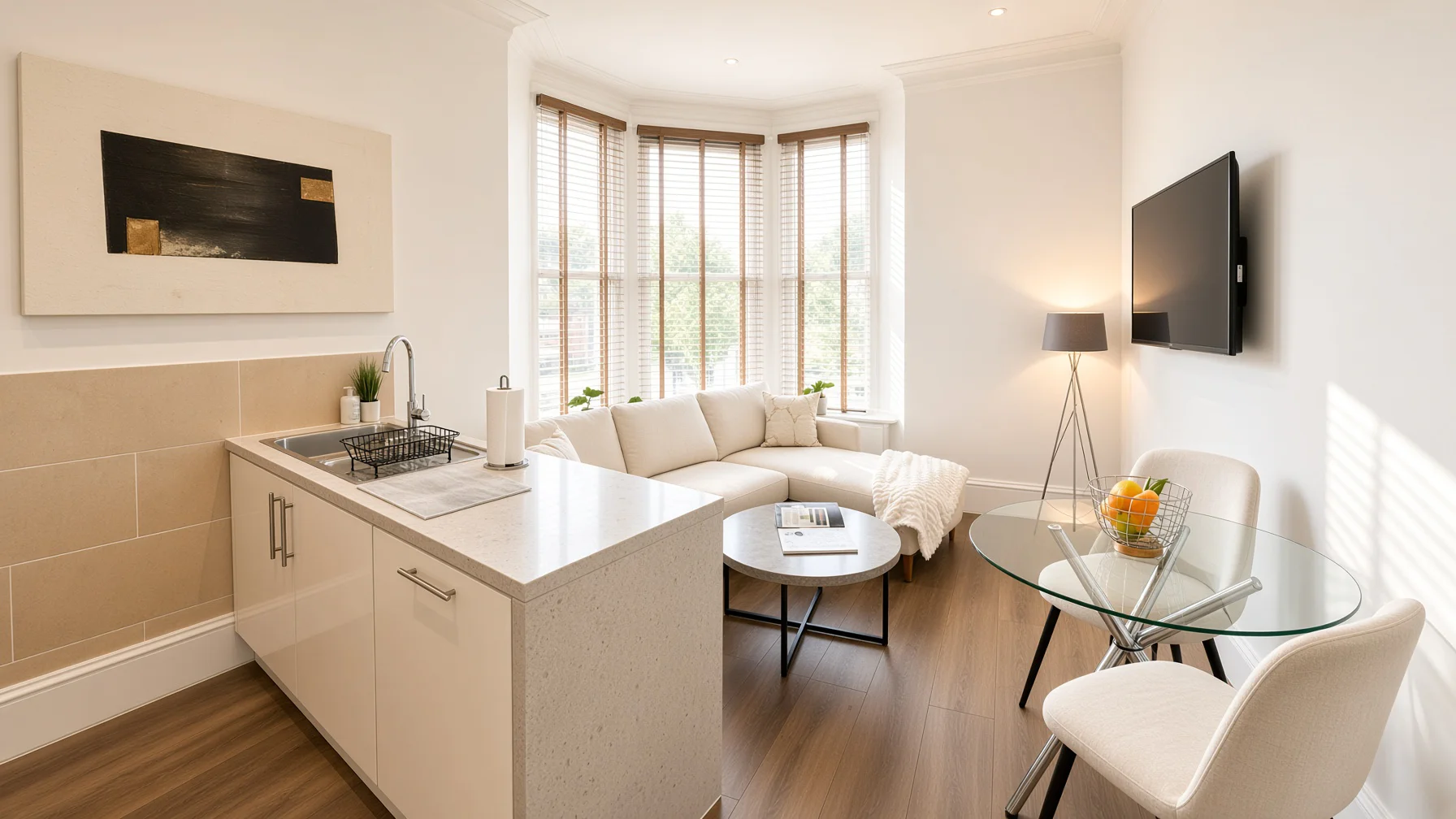 Spacious bright lounge and living area at Howburn Residence Aberdeen